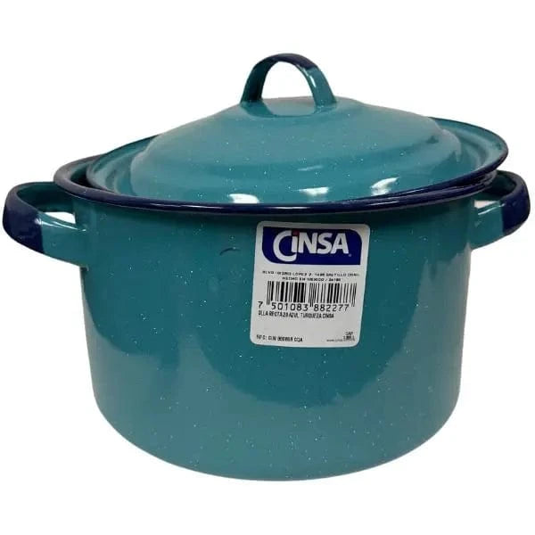 Cinsa Mitts & Pot Holders Cinsa Coral Turquoise - 4Quart Metal Stoneware Look Cooking Cinsa Coral Turquoise - 4Quart Metal Stoneware Look Cooking