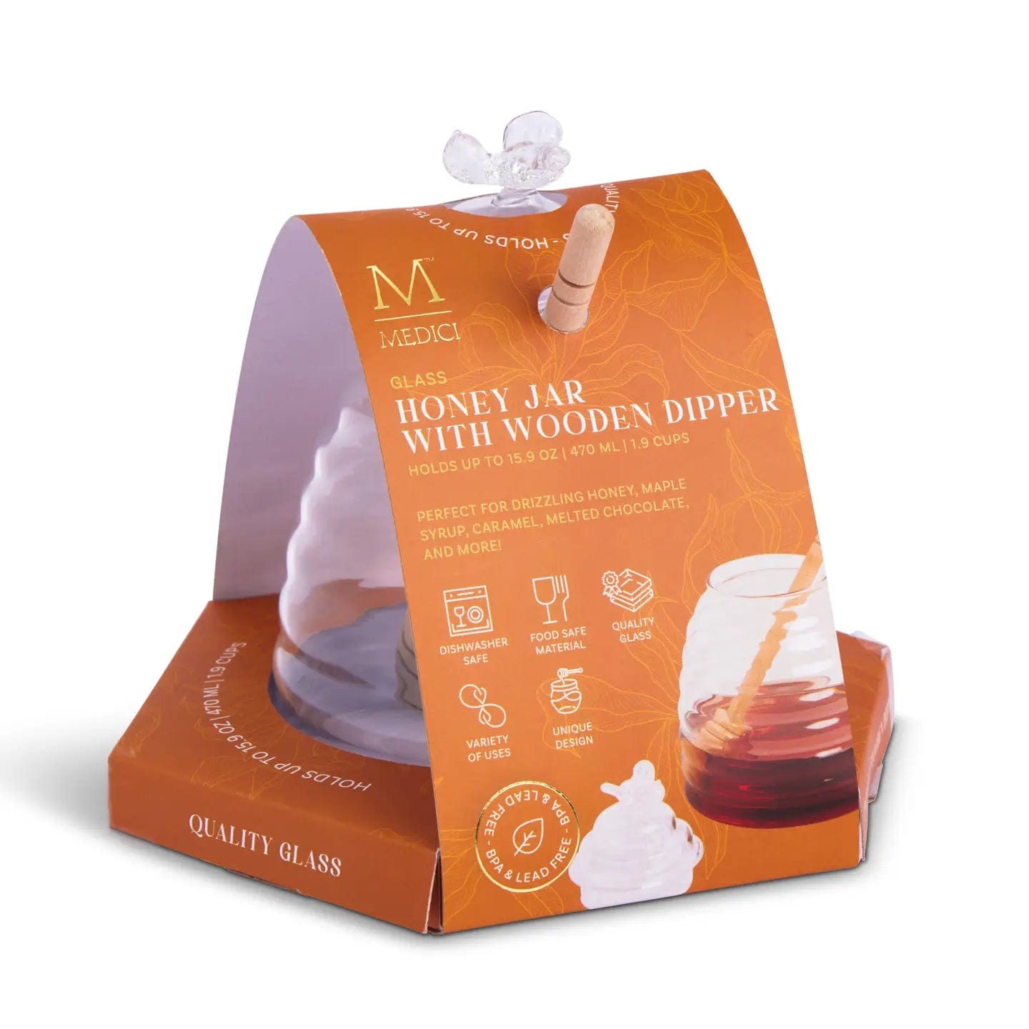 Core Food Storage 15.9oz Glass Honey Jar w/Dipper 15.9oz Glass Honey Jar w/Dipper