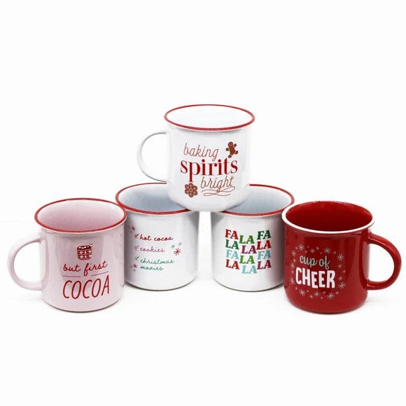 Kole Imports Cups Assorted Style Ceramic Holiday Mugs with Christmas Sayings
