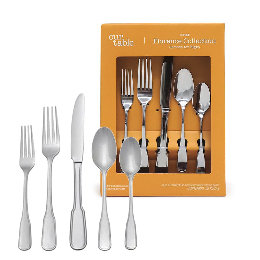 Our Table Flatware BBB 45PC FLTWRE SET 3.0MM FLRN