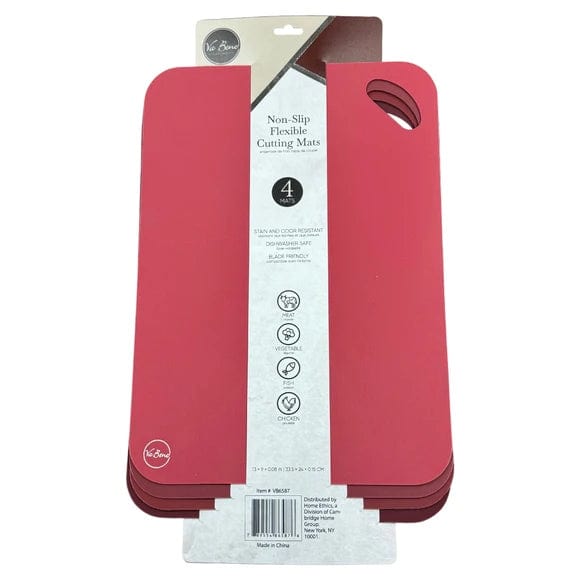 Va Bene Kitchen Gadgets 4 Pack Medium Assorted BurgundyColor Shades Non-Slip Flexible Cutting Mats