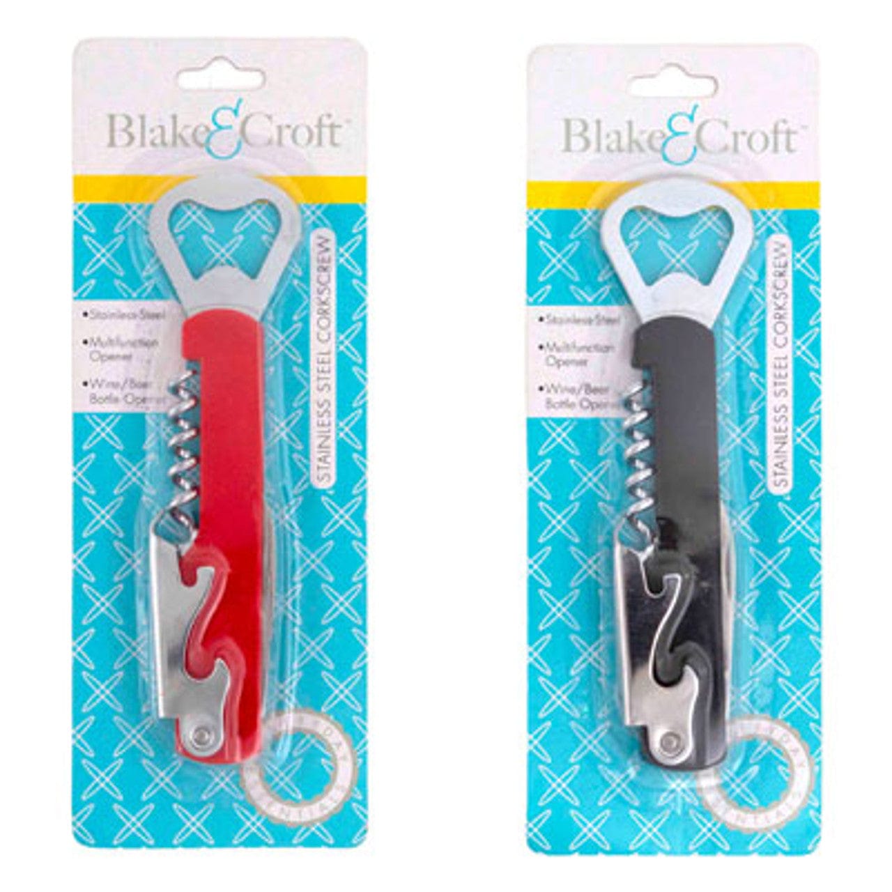 Blake&Croft Kitchen Gadgets CORKSCREW/ BOTTLE OPENER 4-N-1 RED OR BLACK CORKSCREW/ BOTTLE OPENER 4-N-1 RED OR BLACK