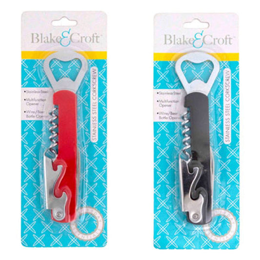 Blake&Croft Kitchen Gadgets CORKSCREW/ BOTTLE OPENER 4-N-1 RED OR BLACK CORKSCREW/ BOTTLE OPENER 4-N-1 RED OR BLACK