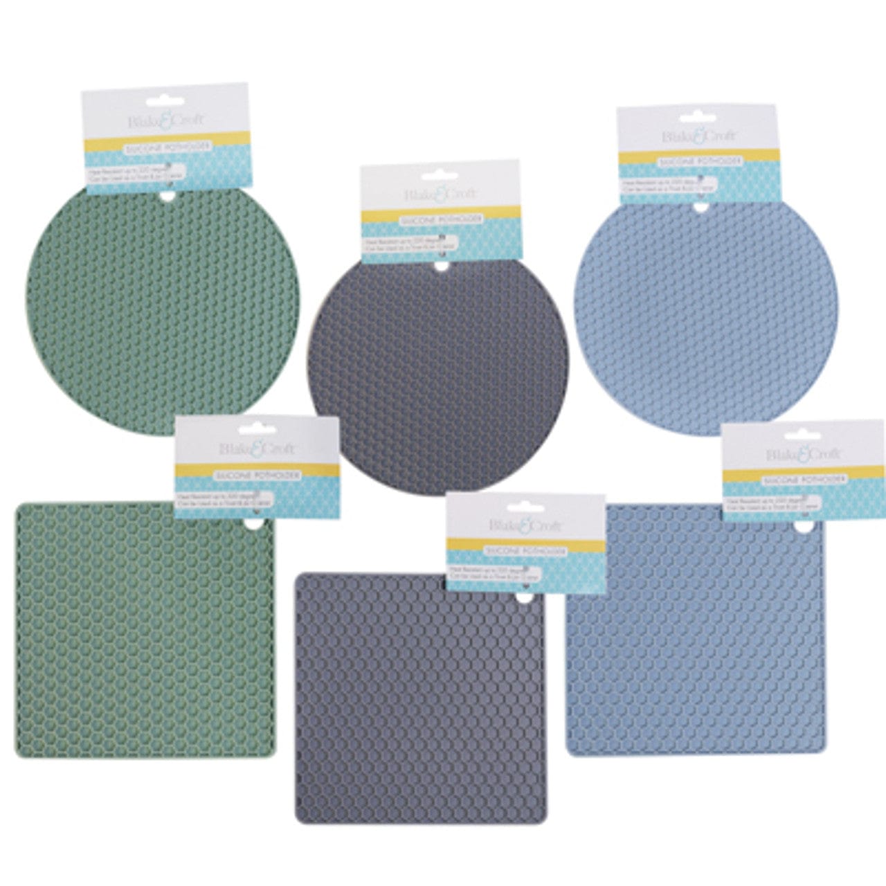 Blake&Croft Mitts & Pot Holders POT HOLDER TRIVET SILICONE SQUARE & ROUND HONEYCOMB PATTERN POT HOLDER TRIVET SILICONE SQUARE & ROUND HONEYCOMB PATTERN