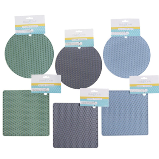 Blake&Croft Mitts & Pot Holders POT HOLDER TRIVET SILICONE SQUARE & ROUND HONEYCOMB PATTERN POT HOLDER TRIVET SILICONE SQUARE & ROUND HONEYCOMB PATTERN