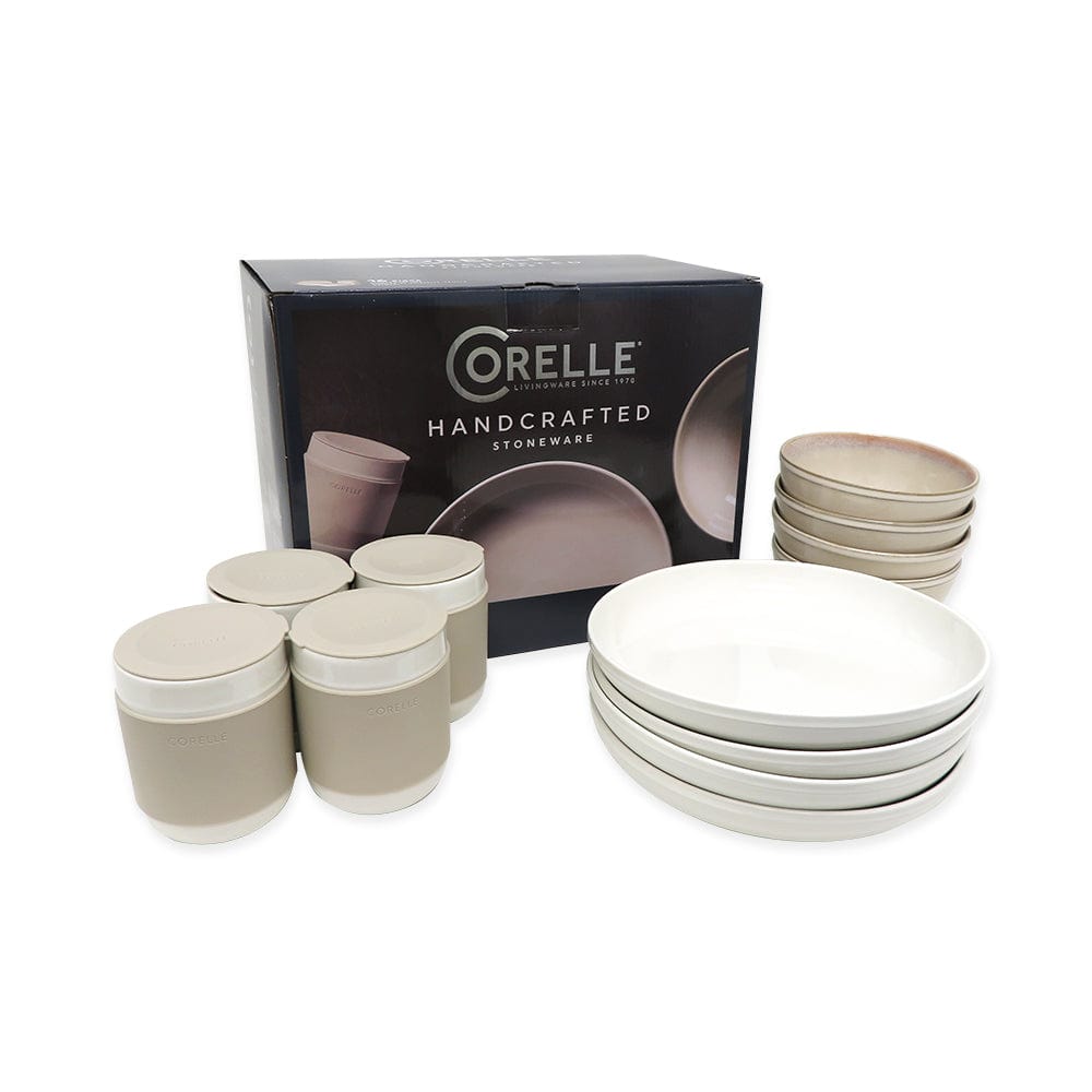 Corelle Dinnerware 16-PIECE HANDCRAFTED STONEWARE – OATMEAL