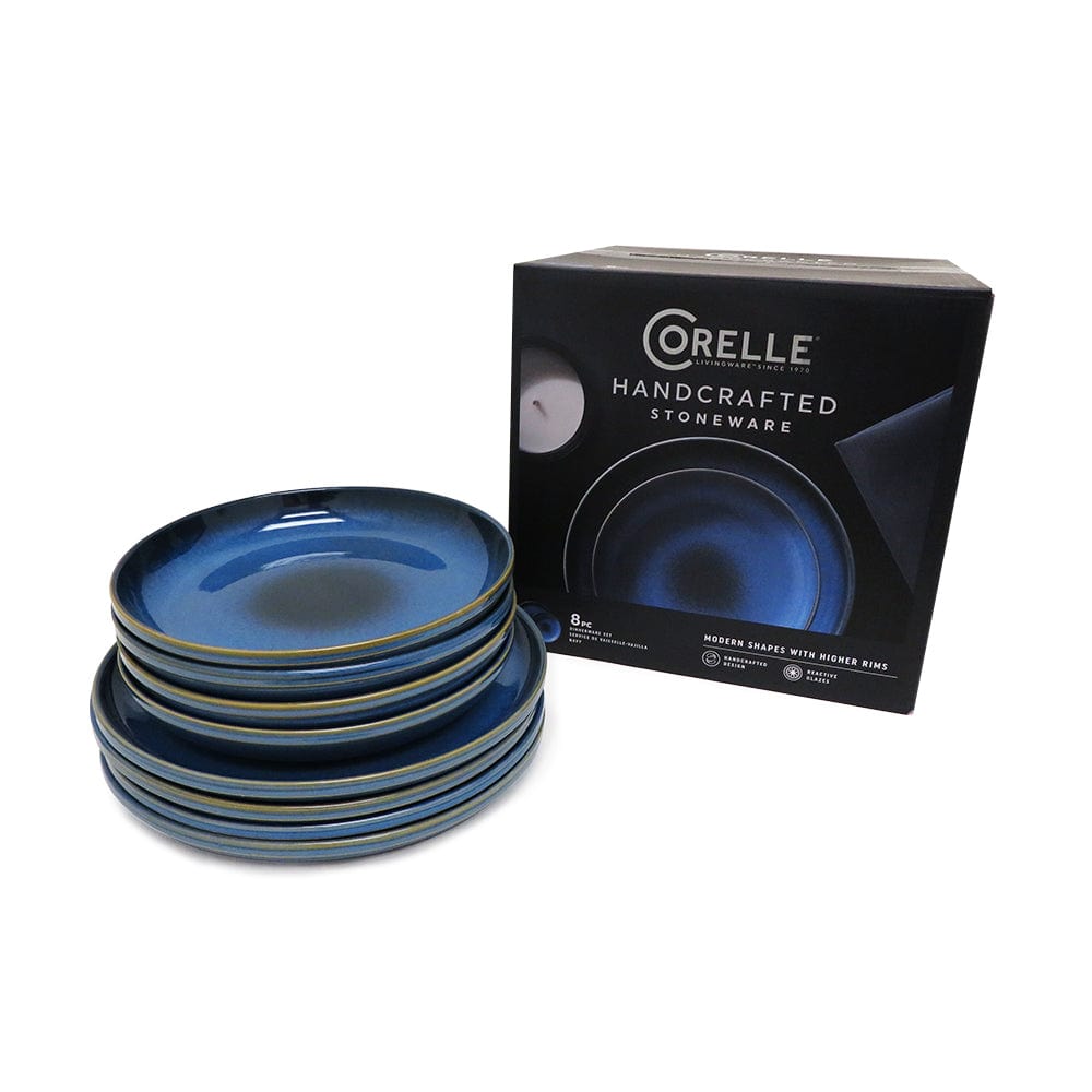 Corelle Dinnerware 8-PIECE HANDCRAFTED STONEWARE – NAVY