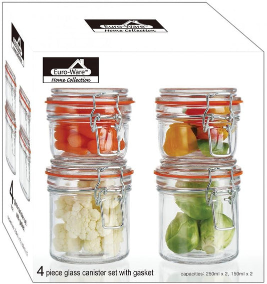 Euro-Ware Inc Gadgets 4 Pc Glass Cannister Set w/Gasket