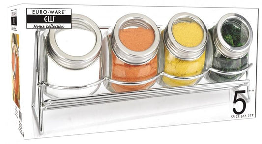 Euro-Ware Inc Gadgets 5 Piece Glass/Chrome Spice Rack