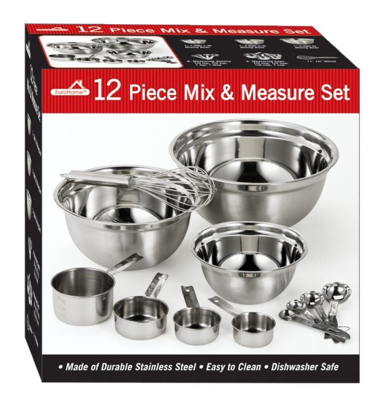 Euro-Ware Inc Utensils 12 Piece Stainless Steel Mix & Measuring Set