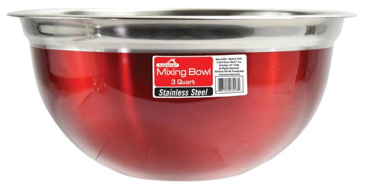 Euro-Ware Inc Utensils 3 Quart Stainless Steel Mixing Bowl - Red