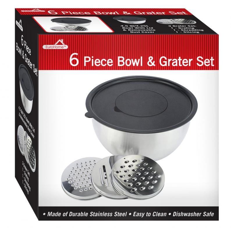 Euro-Ware Inc Utensils 6 Pc Stainless Steel Bowl & Grater Set