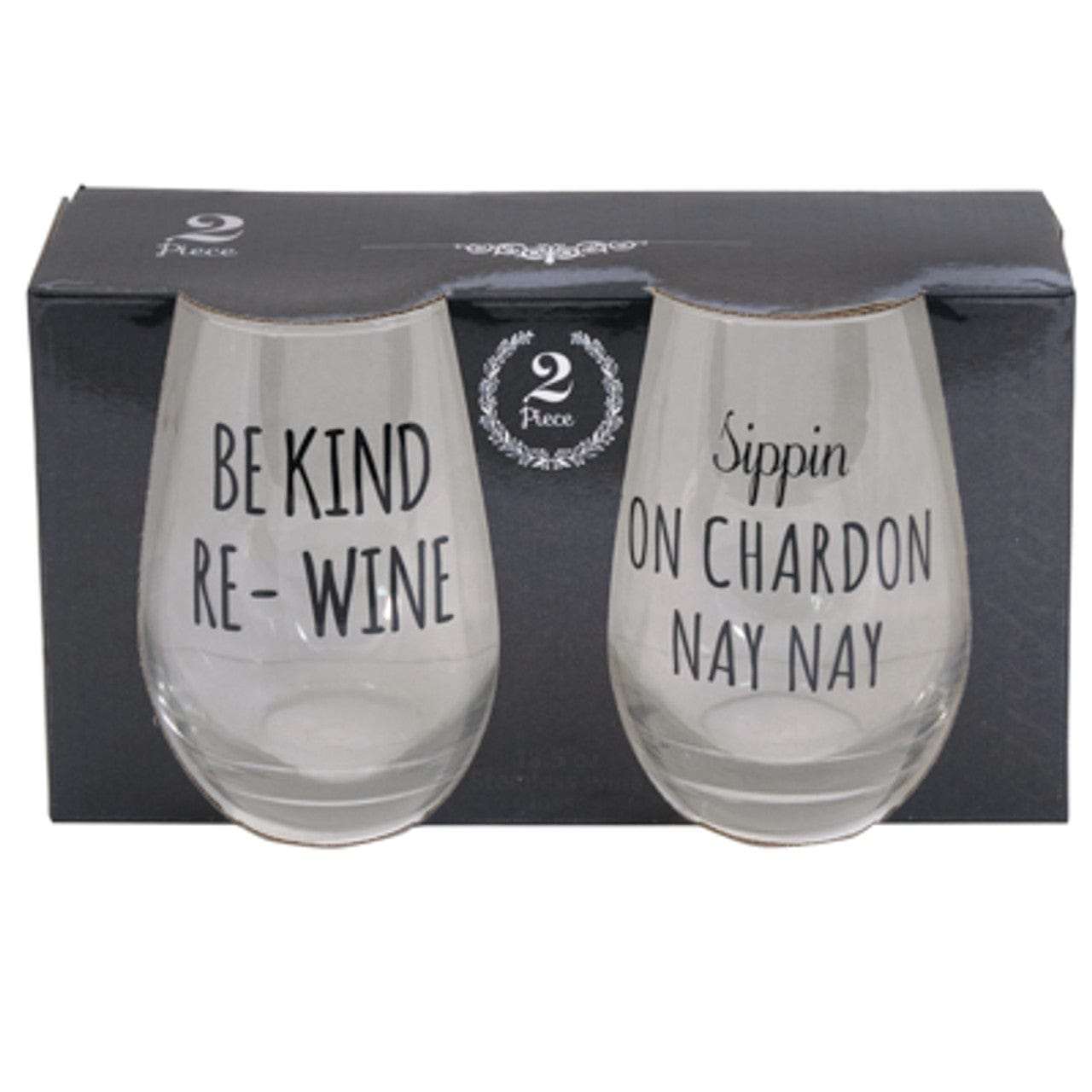 Kitchen Closeout Drinkware WINE STEMLESS 18.9OZ 2PC SET SIPPIN ON CHARDONNAY/BE KIND RE-WINE WINE STEMLESS 18.9OZ 2PC SET SIPPIN ON CHARDONNAY/BE KIND RE-WINE