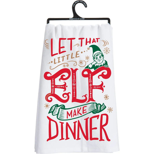 Primitives by Kathy Kitchen Towels Let That Little Elf Make Dinner Kitchen Towel Let That Little Elf Make Dinner Kitchen Towel