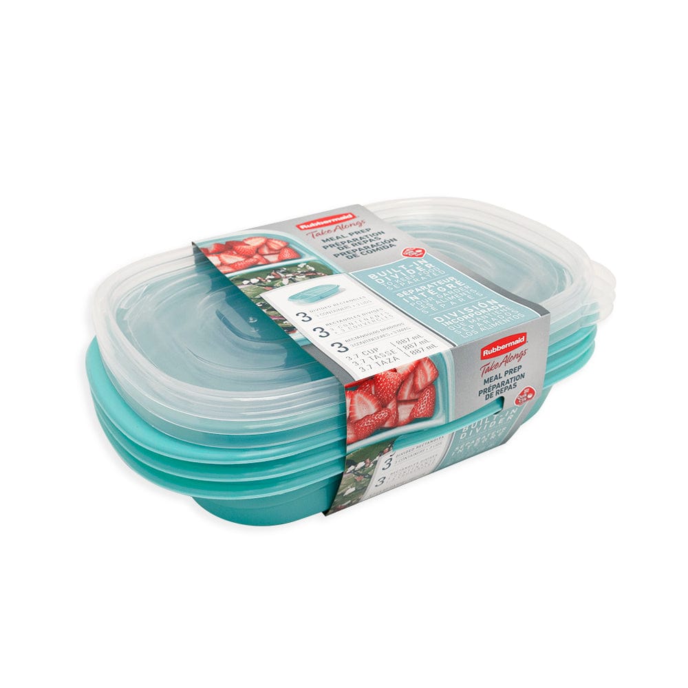 RUBBERMAID Food Storage 3-PACK, 3.7 CUP DIVIDED MEAL PREP CONTAINERS