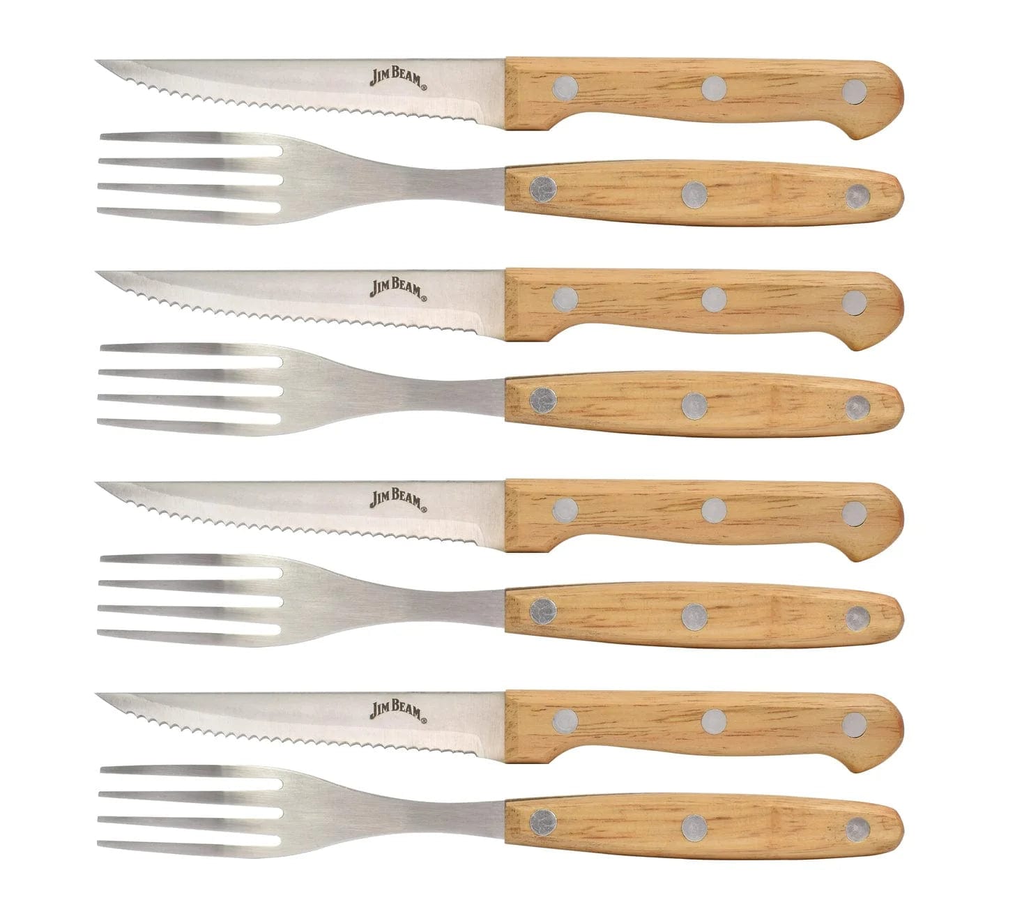 StyleAsia Cooking Jim Beam Set of 8 Stainless Steel Steak Knives and Forks