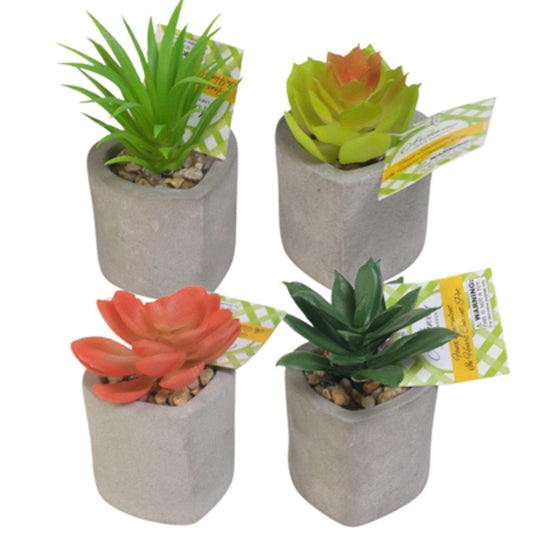 The Archway Faux Planters FAUX SUCCULENT HEART CEMENT POT W/ PEBBLE ACCENT ASSRT FAUX SUCCULENT HEART CEMENT POT W/ PEBBLE ACCENT ASSRT