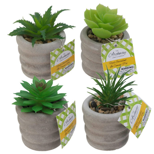 The Archway Faux Planters FAUX SUCCULENT RND CEMENT POT W/ PEBBLE ACCENT ASSRT FAUX SUCCULENT RND CEMENT POT W/ PEBBLE ACCENT ASSRT
